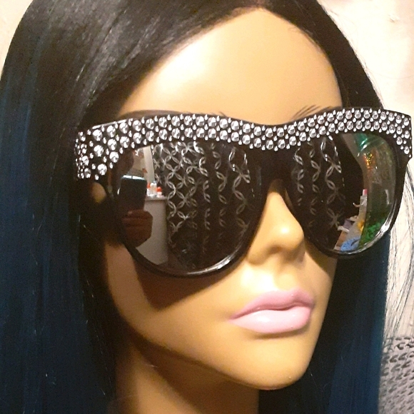 🕶Rhinestone💎Studded Mirror💎Lens Sunglasses🕶 - Picture 7 of 9